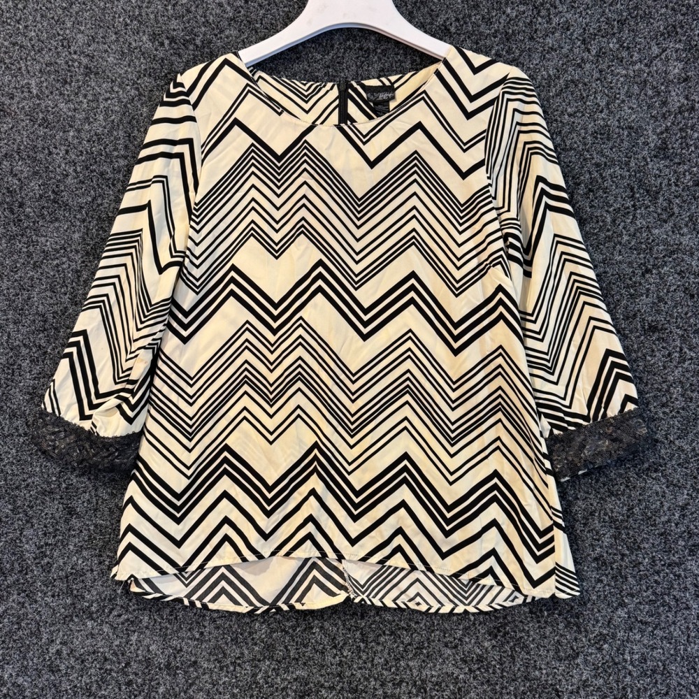 Daytrip Womens Chevron Zigzag Print 3/4 Sleeve‎ Blouse Top Size L
